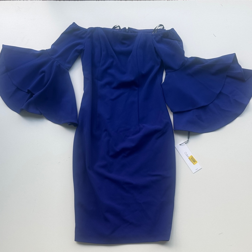 Calvin Klein Royal Blue Off-Shoulder Dress - Picture 2 of 4